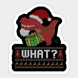 Funny Knitted Dinosaur What Humor Ugly Christmas Sweater Sticker